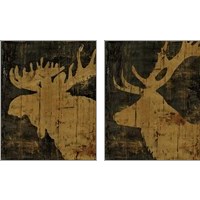 Framed 'Rustic Lodge Animals 2 Piece Art Print Set' border=