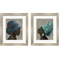 Framed 'Profile of a Woman 2 Piece Framed Art Print Set' border=