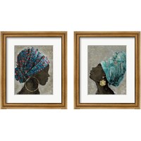 Framed 'Profile of a Woman 2 Piece Framed Art Print Set' border=