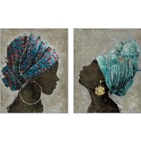 Framed 'Profile of a Woman 2 Piece Art Print Set' border=