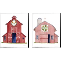 Framed 'Life on the Farm Barn Element 2 Piece Canvas Print Set' border=