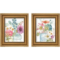 Framed 'Rainbow Seeds Flowers 2 Piece Framed Art Print Set' border=