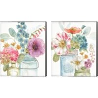 Framed 'Rainbow Seeds Flowers 2 Piece Canvas Print Set' border=