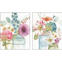 Framed 'Rainbow Seeds Flowers 2 Piece Art Print Set' border=