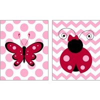 Framed 'Ladybug & Butterfly Kids 2 Piece Art Print Set' border=