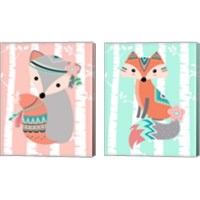 Framed 'Tribal Fox Girl  2 Piece Canvas Print Set' border=