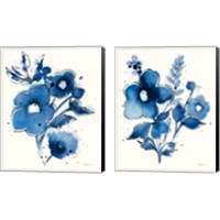 Framed 'Independent Blooms Blue 2 Piece Canvas Print Set' border=