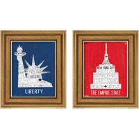 Framed 'Iconic NYC 2 Piece Framed Art Print Set' border=