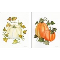 Framed 'Pumpkin and Vines 2 Piece Art Print Set' border=