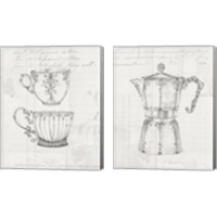Framed 'Authentic Coffee White Gray 2 Piece Canvas Print Set' border=