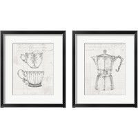 Framed 'Authentic Coffee White Gray 2 Piece Framed Art Print Set' border=