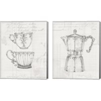 Framed 'Authentic Coffee White Gray 2 Piece Canvas Print Set' border=