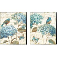 Framed 'Blue Garden 2 Piece Canvas Print Set' border=
