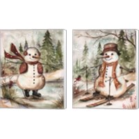 Framed 'Country Snowman 2 Piece Canvas Print Set' border=