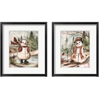 Framed 'Country Snowman 2 Piece Framed Art Print Set' border=