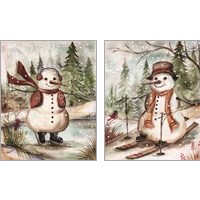 Framed Country Snowman 2 Piece Art Print Set