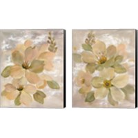 Framed White on White Floral  2 Piece Canvas Print Set