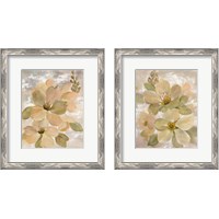 Framed White on White Floral  2 Piece Framed Art Print Set