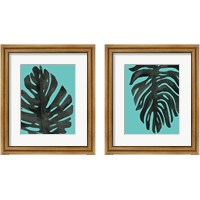 Framed Tropical Palm Turquoise 2 Piece Framed Art Print Set