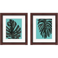 Framed 'Tropical Palm Turquoise 2 Piece Framed Art Print Set' border=