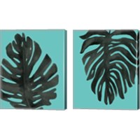 Framed Tropical Palm Turquoise 2 Piece Canvas Print Set