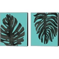 Framed Tropical Palm Turquoise 2 Piece Canvas Print Set