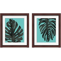 Framed 'Tropical Palm Turquoise 2 Piece Framed Art Print Set' border=