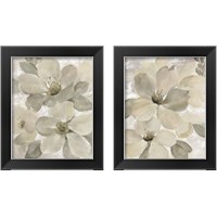 Framed White on White Floral 2 Piece Framed Art Print Set