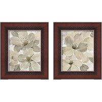 Framed White on White Floral 2 Piece Framed Art Print Set
