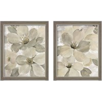 Framed White on White Floral 2 Piece Framed Art Print Set