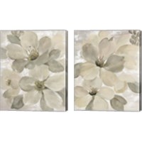 Framed White on White Floral 2 Piece Canvas Print Set