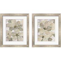 Framed 'White on White Floral 2 Piece Framed Art Print Set' border=