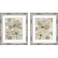 Framed 'White on White Floral 2 Piece Framed Art Print Set' border=