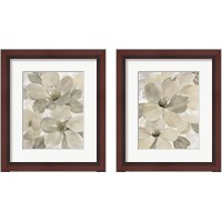 Framed 'White on White Floral 2 Piece Framed Art Print Set' border=