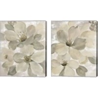 Framed 'White on White Floral 2 Piece Canvas Print Set' border=