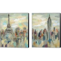Framed City Impression 2 Piece Canvas Print Set