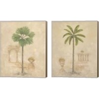 Framed 'Palm with Architecture 2 Piece Canvas Print Set' border=