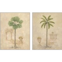 Framed 'Palm with Architecture 2 Piece Art Print Set' border=