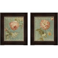 Framed 'Flowers on Sage 2 Piece Framed Art Print Set' border=