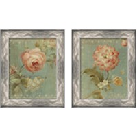 Framed 'Flowers on Sage 2 Piece Framed Art Print Set' border=