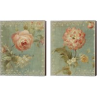 Framed 'Flowers on Sage 2 Piece Canvas Print Set' border=