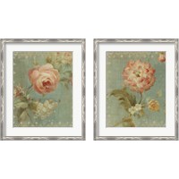 Framed 'Flowers on Sage 2 Piece Framed Art Print Set' border=