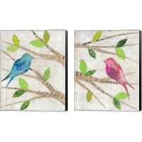 Framed 'Birds in Spring 2 Piece Canvas Print Set' border=