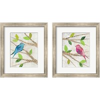 Framed 'Birds in Spring 2 Piece Framed Art Print Set' border=