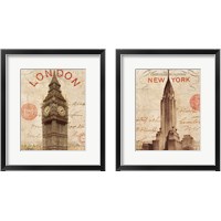 Framed 'Letter from City 2 Piece Framed Art Print Set' border=