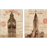 Framed 'Letter from City 2 Piece Art Print Set' border=