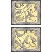 Framed 'Yellow-Gray Birds 2 Piece Framed Art Print Set' border=