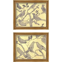 Framed 'Yellow-Gray Birds 2 Piece Framed Art Print Set' border=