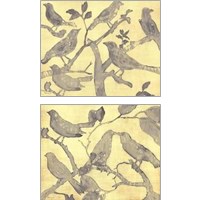 Framed Yellow-Gray Birds 2 Piece Art Print Set