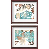 Framed Teal and Tan Palms 2 Piece Framed Art Print Set